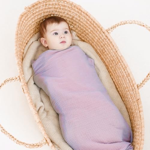 Synrroe Muslin Swaddle Blankets 2 Pack - 40x40 Inches Soft Breathable Baby Blankets