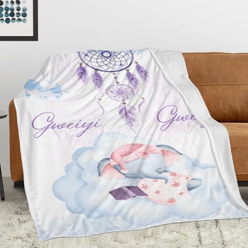 Personalized Baby Elephant Blanket 40x50 Inches for Boys Girls