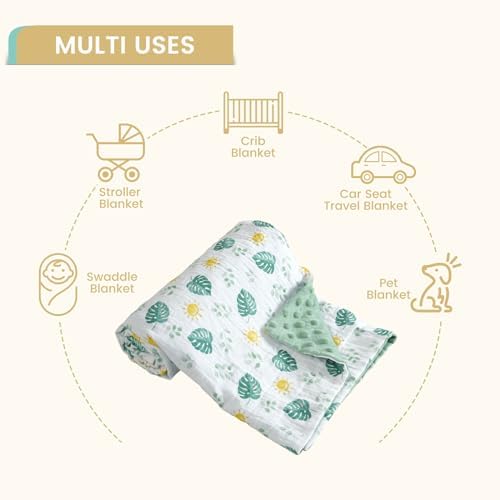 Davids Kids Muslin Minky Baby Blanket Leaf