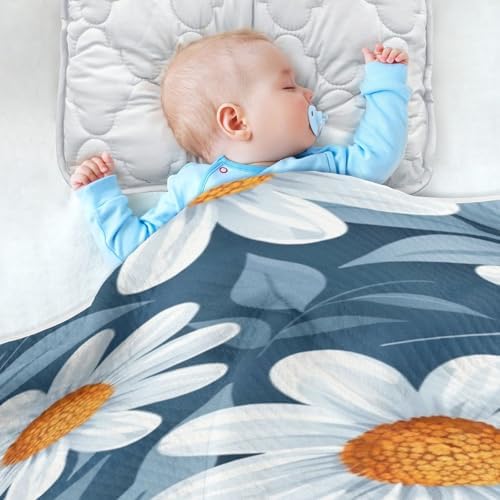 Soft Baby Blanket for Boys Girls 30x40 Inch Blue-White