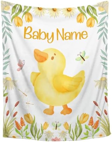 Personalized Duck Baby Blanket with Name Toddler Size 30x40
