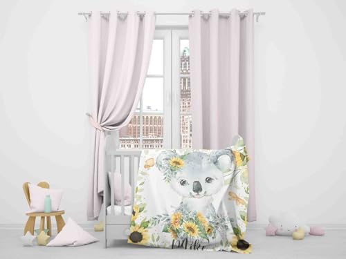 Customized Koala Sunflower Baby Blanket with Name