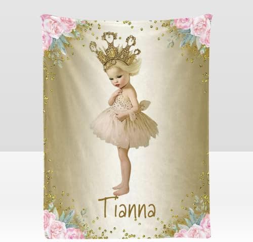 Personalized Golden Hat Girl Baby Blanket with Name