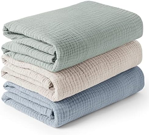 Konssy 3 Pack Muslin Swaddle Blankets for Newborn 1