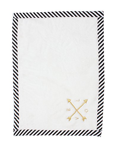 Bacati Love Arrows Embroidered Plush Blanket BlackGold