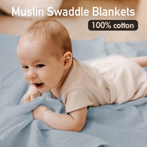 GLLQUEN BABY Muslin Swaddle Blankets 3-Pack