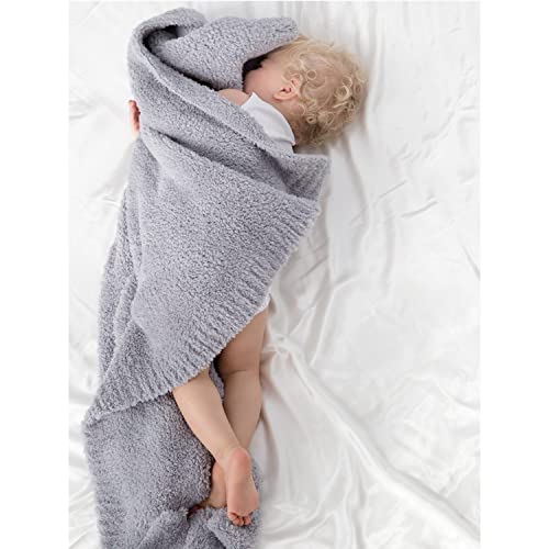 Little Giraffe Plush Chenille Knit Baby Blanket Silver 29x35