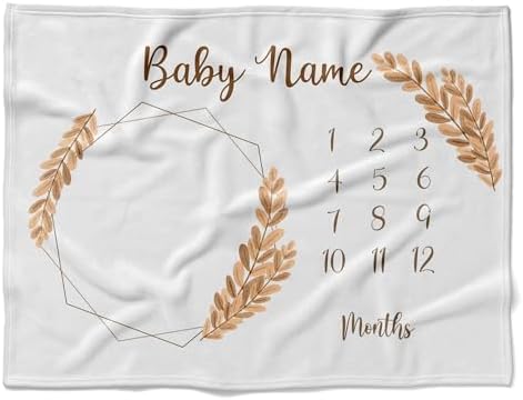 Personalized Wheat Milestone Baby Blanket with Custom Name