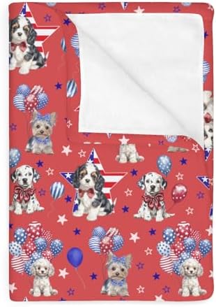 Patriotic Dogs Stars Balloon Baby Blanket