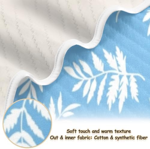 YJMYDDZ Baby Blanket with White Leaves 30x40 Inch Soft Breathable Nursery Bed Blanket