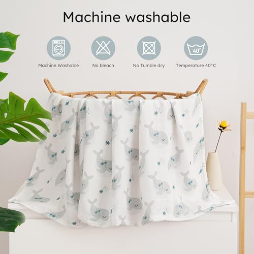Yoofoss Muslin Swaddle Blankets 4-Pack Neutral Wrap