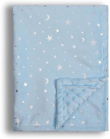 Donsonny Baby Blanket Soft Minky Reversible 30x40 Inch Blue