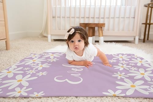 Personalized Baby Girl Blanket with Daisies Purple 30 x 40