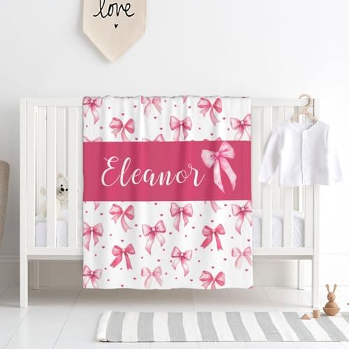 Personalized Bow Baby Blanket With Name