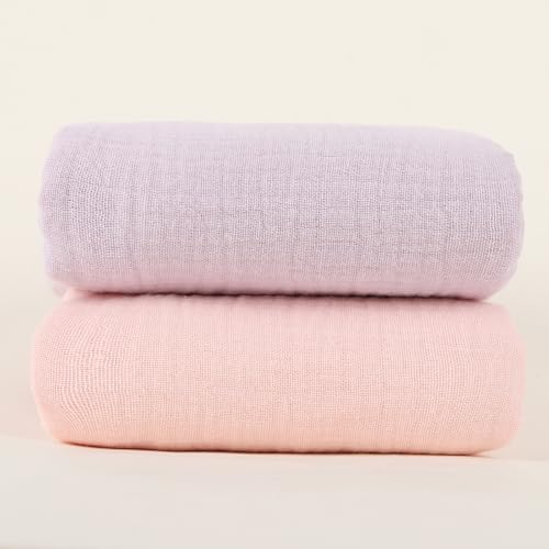 Synrroe Muslin Swaddle Blankets 2 Pack - 40x40 Inches Soft Breathable Baby Blankets