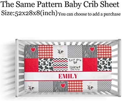Noverbibi Farm Cow Red Minky Baby Blanket with Name