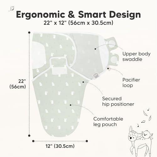 KeaBabies 3-Pack Organic Swaddle Sleep Sacks with Bunnies