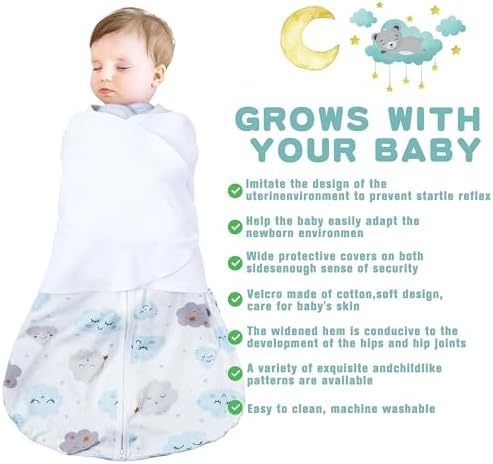 BSTOPPT Newborn Sleep Sack 3-6 Months Adjustable Swaddle
