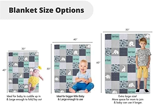 Personalized Elephant Baby Blanket with Name Soft Cozy