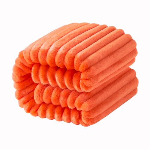 NTBAY Flannel Fuzzy Toddler Blanket Reversible Stripes Design 30x40 Inches Orange