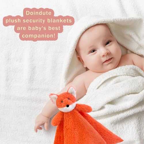 Doindute Baby Orange Fox Plush Security Blanket 14 Inches