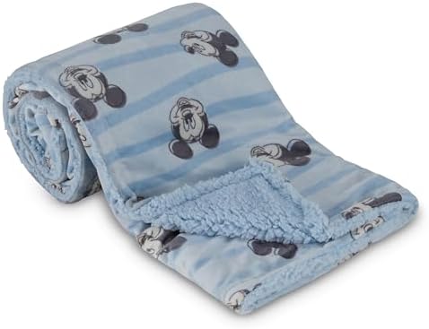 Disney Character Fuzzy Double Sided Baby Blanket with Mink and Sherpa