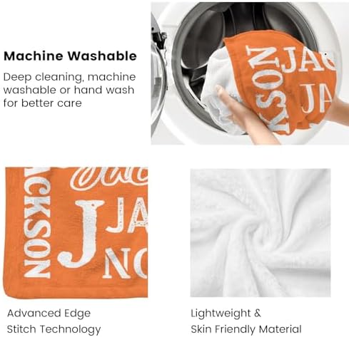 Deven Name Text Orange Baby Blanket - Custom Soft Swaddle 30x40