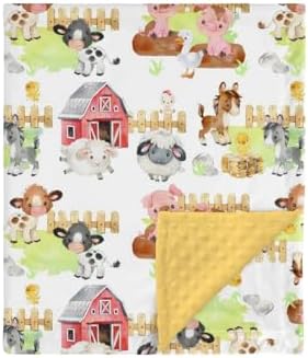 HawSkgFub Farm Animals Bed Blanket 30x40 Reversible Dotted Plush