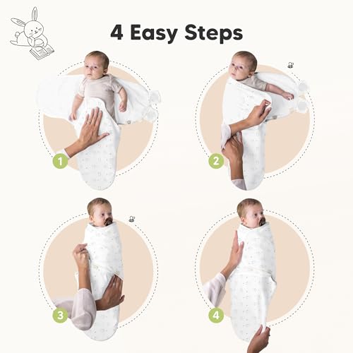KeaBabies 3-Pack Organic Swaddle Sleep Sacks with Bunnies