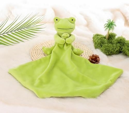 Apricot Lamb Green Frog Security Blanket 13 Inches 1