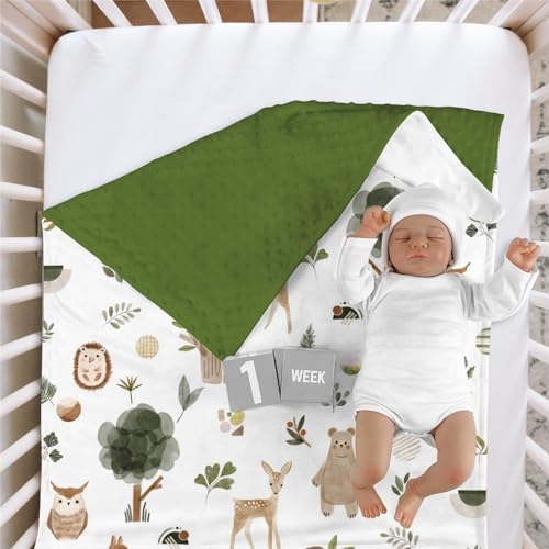 Boho Animal Mink Baby Blanket with Dotted Backing - 30x40