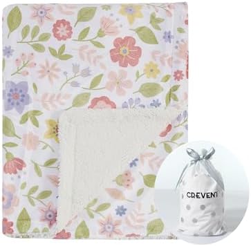 CREVENT 30X40 Daisy Baby Blanket with Fluffy Sherpa