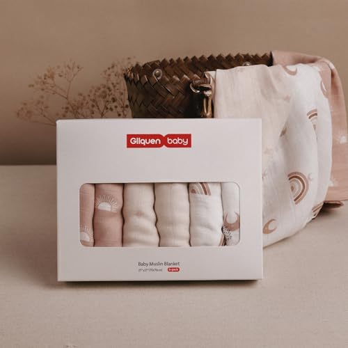 GLLQUEN BABY Swaddle Blanket 6 Pack Sun Pattern