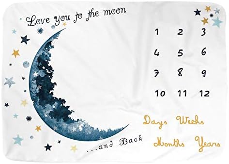 Blue Moon Milestone Blanket for Baby Boy Girl 40x60