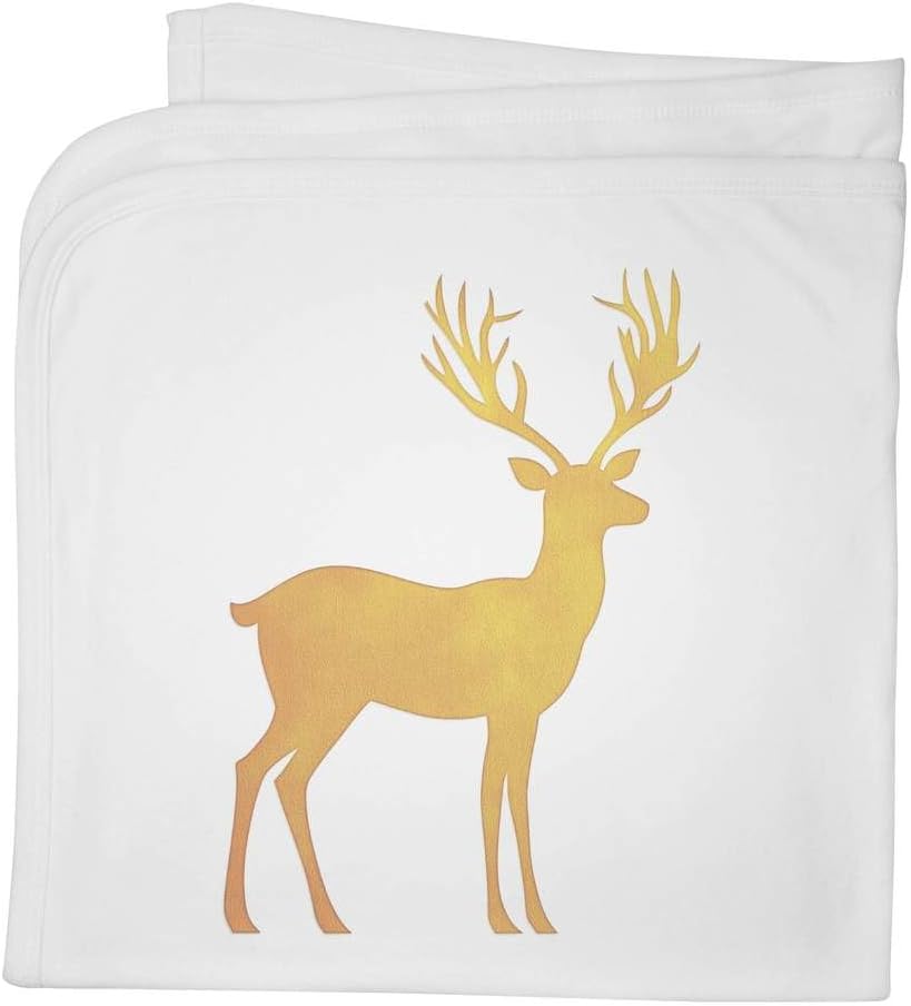 Azeeda Yellow Reindeer Stag Silhouette Cotton Blanket