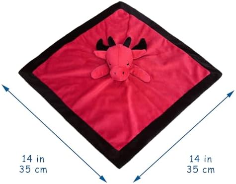 Doindute Baby Red Dragon Security Blanket - 14 Inches Dinosaur Plush Lovey