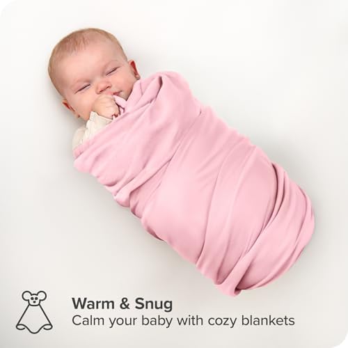 Bare Home 6-Pack Flannel Receiving Blankets 100 Cotton Hypoallergenic Light Pink