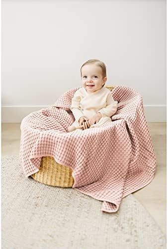 Konssy Waffle Baby Blanket - Soft Cozy Lightweight Ideal for Wrapping Pink