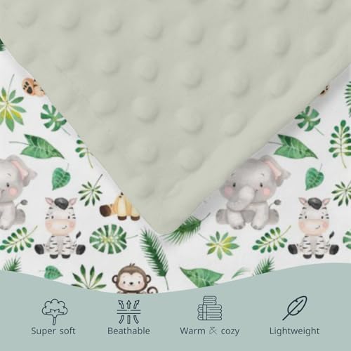 Safari Jungle Animals Mink Blanket with Dotted Backing