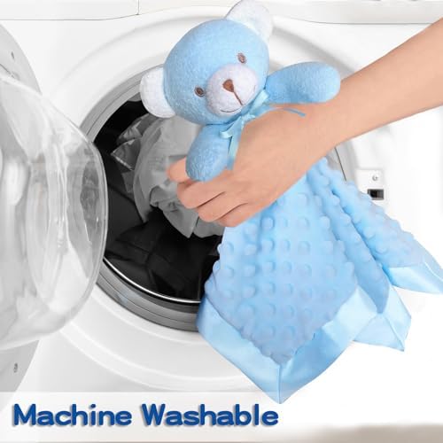 MOVEPAI Soft Blue Bear Baby Security Blanket 16 Inch