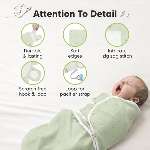 KeaBabies 3-Pack Organic Swaddle Sleep Sacks with Bunnies