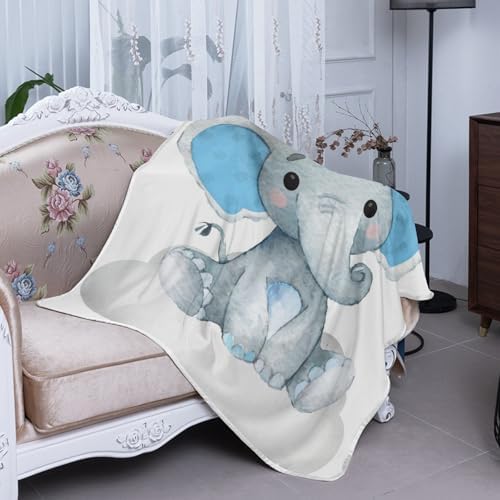 Deven Blue Elephant Cooling Blanket for Toddler