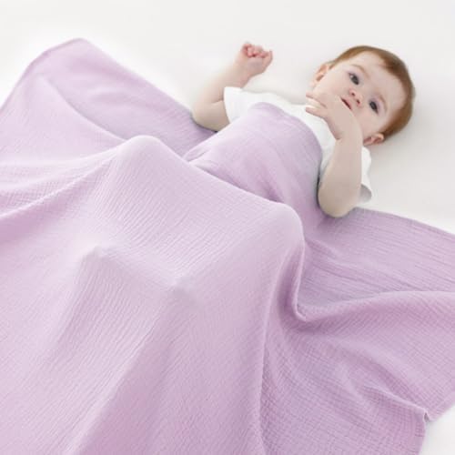 Synrroe Muslin Swaddle Blankets 2 Pack - 40x40 Inches Soft Breathable Baby Blankets