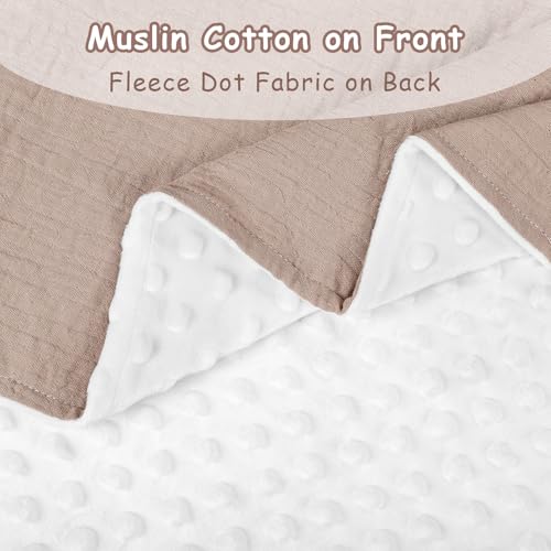 Man Fai Sky Baby Blankets - Breathable Muslin Dotted Wool 30x40 Inch Khaki