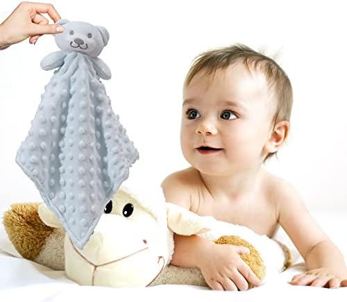 CREVENT Cozy Plugs Baby Security Blankiet Loveys for Baby Boys Blue Bear