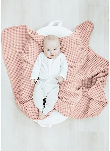 Konssy Waffle Baby Blanket - Soft Cozy Lightweight Ideal for Wrapping Pink