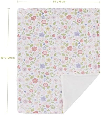 CREVENT 30X40 Daisy Baby Blanket with Fluffy Sherpa