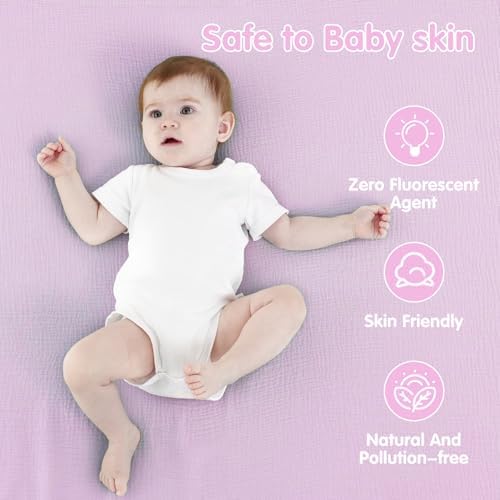 Synrroe Muslin Swaddle Blankets 2 Pack - 40x40 Inches Soft Breathable Baby Blankets