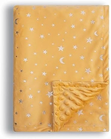 Donsonny Baby Blanket Soft Minky Reversible Star Moon Design
