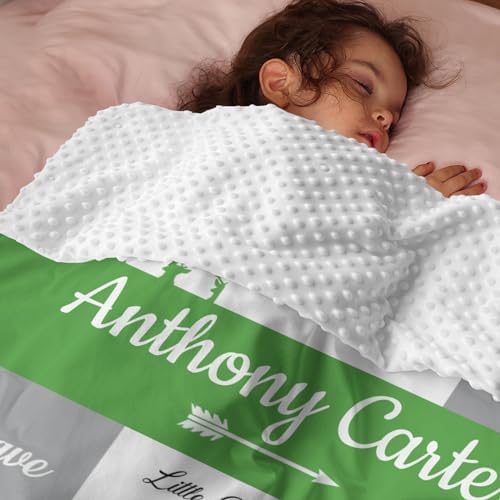 Personalized Baby Blanket with Name for Boys - Green Woodland